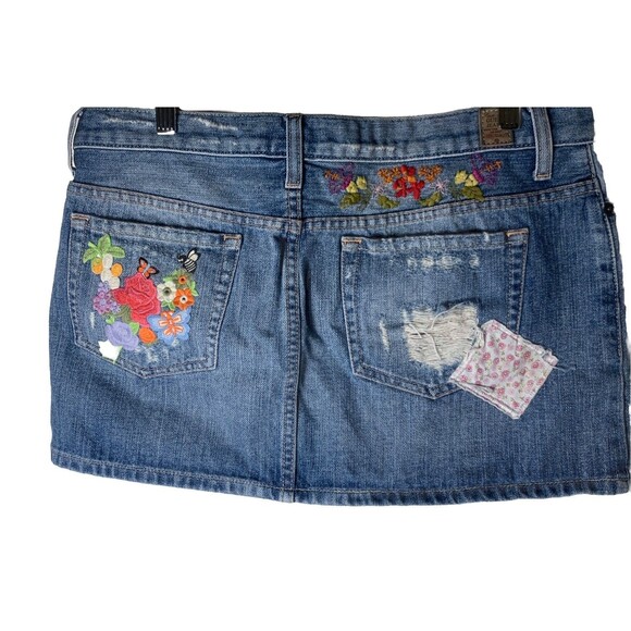 Guess Dresses & Skirts - Guess Y2K Mini Denim Skirt Jean Embroidered Sz 31  Fairycore Whimsi Boho Festiva